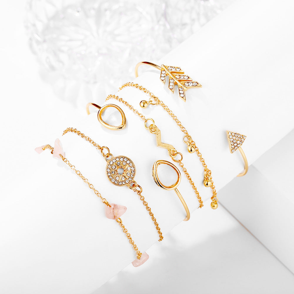 Cat's Eye Broken Stone Arrow V-shaped Set Bracelet