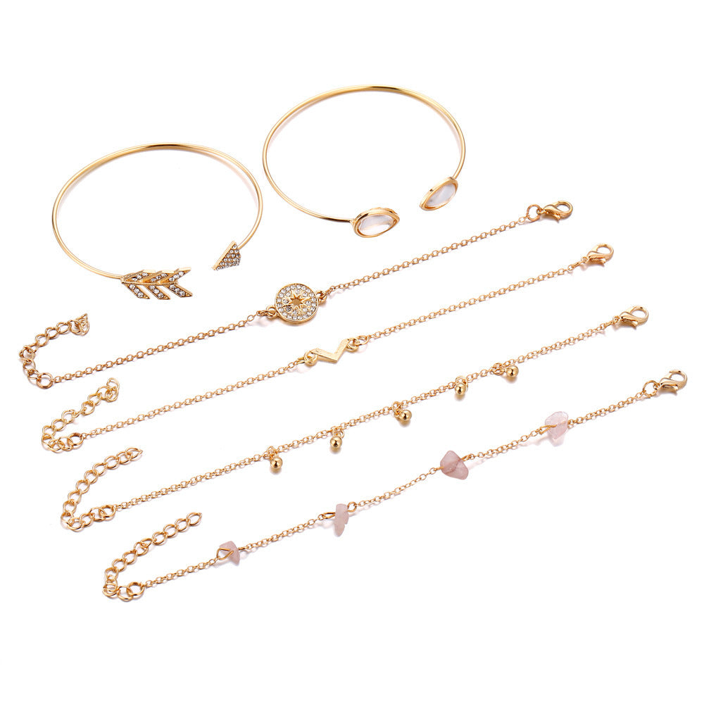 Cat's Eye Broken Stone Arrow V-shaped Set Bracelet