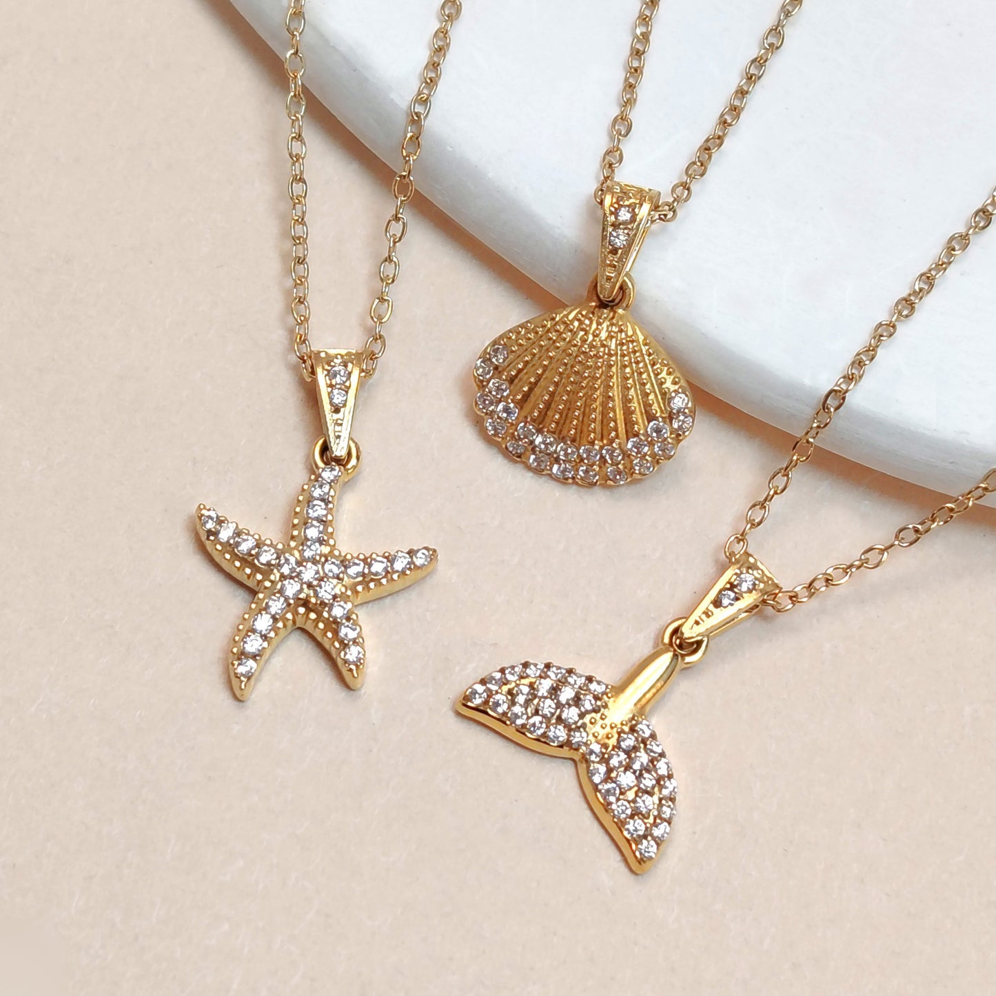 Gold Ocean Pendant Gold Necklace