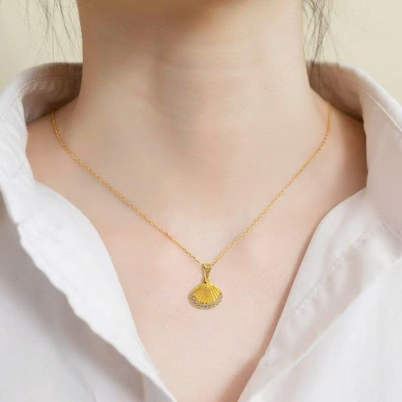 Gold Ocean Pendant Gold Necklace